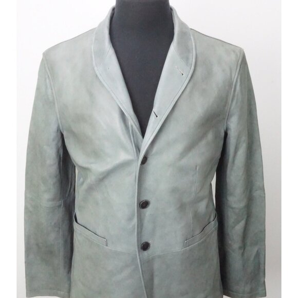John Varvatos 100% Leather Seal Gray Blazer Coat Jacket Sz 38 Brand New - Picture 1 of 9